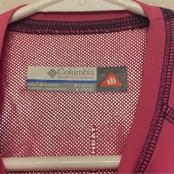 Columbia girls hot pink hear gear base layer long sleeve stretch shirt M 10/12 - Picture 5 of 9